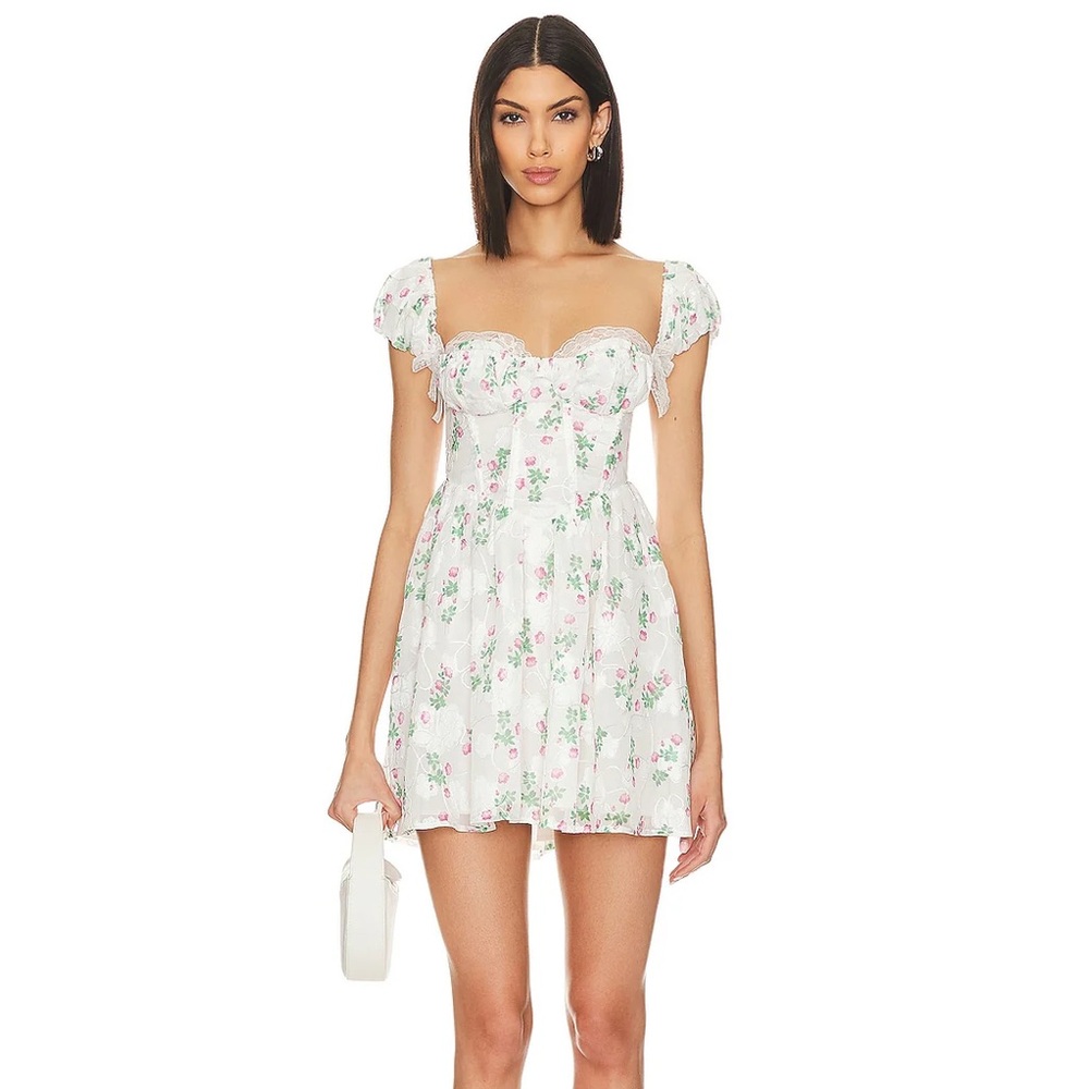 For Love and Lemons Floral White Dress